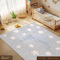 Tapis d'enfant nordique haut de gamme LandScopeTech, motif lune et étoiles, tissé Wilton, tapis de chambre d'enfant, écologique, hypoallergénique, résistant aux taches, 3D