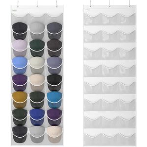 Organizador de Gorras de Béisbol con 24 Bolsillos para Colgar Sobre la Puerta, Bolsillos Profundos Transparentes para Guardar Gorras Detrás de las Puertas - Product Image 1
