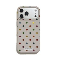 Étui de téléphone antichoc en cuir PU double couche à pois colorés de style coréen de haute qualité pour 17/16/15/14/13