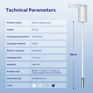 Pompe à eau électrique portable silencieuse de 5 gallons, débit élevé, longue autonomie, automatique pour une utilisation en extérieur, hôtel, distributeur d'eau froide en plastique - Product Image 6