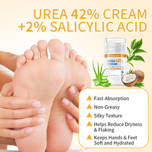 ครีมยูเรีย 42% สำหรับมือและเท้า สูตรเฉพาะ OEM ป้องกันผิวแห้งแตก ขจัดเซลล์ผิวที่ตายแล้วและเคราตินเก่า ช่วยเพิ่มความชุ่มชื้น ขนาด 40 กรัม - Product Image 2