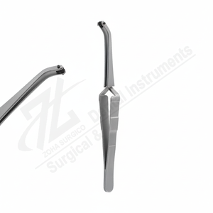 Fórceps de Incrustación Curvos de 45°, 160 mm, Línea F, Acero Inoxidable, Uso Dental Profesional Manual, Certificado CE, Fabricante Pakistán - Product Image 1