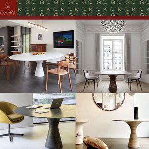 طاولة طعام رخامية مقاومة للماء والبقع من GOLDKING بإطار من الخشب الصلب، تصميم عصري بسيط للشقق والمقاهي - Product Image 6