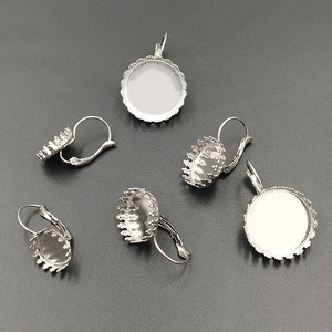 French D Shaped Ear <b>Hooks</b> Stainless Steel Round Lace <b>Earring</b> Making Accessories H1128 - Product Image 4