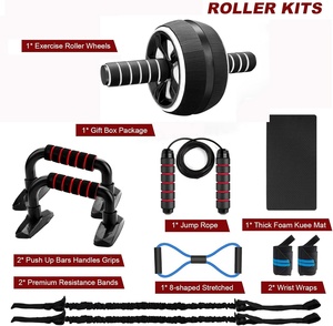 Kit de roues abdominales avec bandes de résistance, tapis de genou, corde à sauter, barre de pompes, équipement de gym à domicile pour la force et les <span class=keywords><strong>exercices</strong></span> abdominaux - Product Image 6