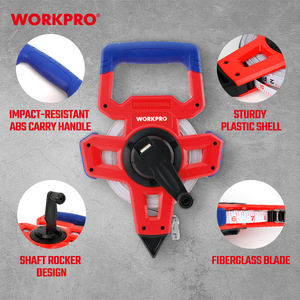เทปวัดระยะ <span class=keywords><strong>WORKPRO</strong></span> ยาว 30 เมตร/100 ฟุต  วัสดุไฟเบอร์กลาส  หน่วยเมตริกและนิ้ว  ใบมีดเทปเคลือบไนลอนสองชั้น  ตัวเครื่อง ABS  ด้ามจับยาง - Product Image 3