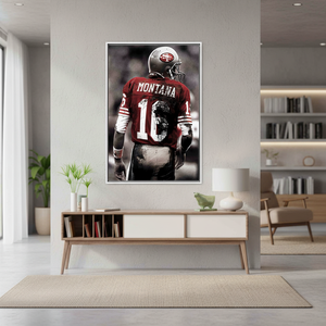 Printed <b>Canvas</b> Artwork: Joe Montana Football Decor - Elegant, Unique Design,WHITE <b>FRAMED</b> <b>CANVAS</b> - Product Image 3