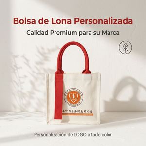 Lona Blanca Personalizada Con Asas Rojas, Bolsa Tote De <b>Regalo</b> Escolar Y Corporativo Servicio Oem Impresion Logo - Product Image 1