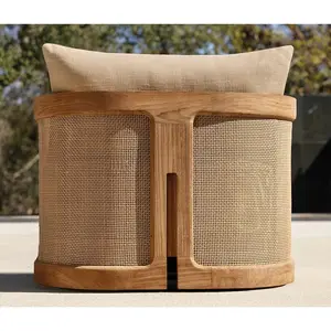 Nuovo arrivo moderno di lusso in legno massiccio di Teak anticorrosione Patio in Rattan Set di divani da giardino Set di mobili da esterno