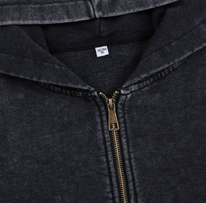 Vente en gros de sweats à capuche zippés personnalisés délavés à l'acide, vestes à capuche surdimensionnées imprimées en gros, vestes zippées pour hommes - Product Image 6