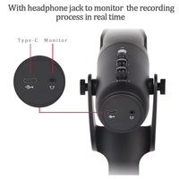 Microphone à condensateur filaire professionnel MU900 Pro avec éclairage RGB, connexion USB, cardioïde, pour streaming en direct et enregistrement, en métal
