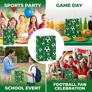 623174 Bolsas de Regalo de Papel con Diseño de Fútbol, Bolsas de Regalo con Asas para Fiestas Infantiles, Cumpleaños, Celebraciones Deportivas - Product Image 2