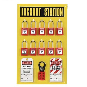 Estación de Bloqueo y Etiquetado Histay His-8723 de Alta Calidad, Montada en Pared, Recubierta de Plástico ABS Amarillo, 300x480mm, Venta al por Mayor, 10 Candados - Product Image 1