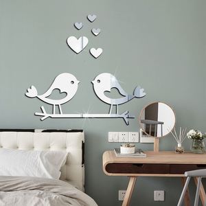 Autocollant mural décoratif en acrylique miroir Branch Bird Love pour mariage, chambre à coucher, murale acrylique, autocollants muraux décoratifs Family Love - Product Image 4