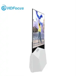 Layar sentuh Ultra tipis 43 "55 inci, tampilan iklan Digital papan reklame layar sentuh transparan berdiri di lantai dua sisi