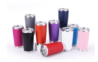 Vente en gros de tasses à café isothermes en acier inoxydable à double paroi avec revêtement en poudre, 20 oz et 30 oz, gobelets pour voiture avec couvercle coulissant