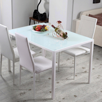 Meubles de salle à manger Table de salle à manger rectangulaire en verre moderne à la mode Pieds en métal Table basse de salle à manger stable
