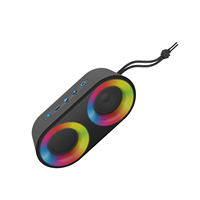 Enceinte BKK 5W IP65 étanche BT 5.0, double haut-parleur, lumière RGB, stéréo portable avec 2 microphones sans fil