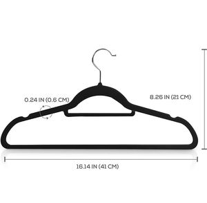 Ganchos de Plástico Aterciopelados Negros al por Mayor con Barra para Corbatas para Ropa - Product Image 2