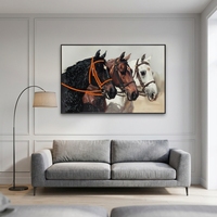 Tableau mural encadré de luxe, trois chevaux avec strass en cristal, peinture sur toile décorative, pour salon, entrée, image murale animale
