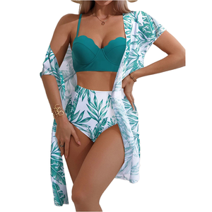 <span class=keywords><strong>Maillot</strong></span> <span class=keywords><strong>de</strong></span> <span class=keywords><strong>bain</strong></span> 3 pièces personnalisé à motif floral, taille haute, effet ventre plat, <span class=keywords><strong>haut</strong></span> court, avec armatures et <span class=keywords><strong>push</strong></span>-<span class=keywords><strong>up</strong></span>, pour femme - Product Image 1