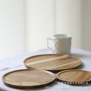Wooden Tray Round Beech Wood 142024 Household Saucer <b>Teacup</b> Plate Baking Tray Handmade - Product Image 1