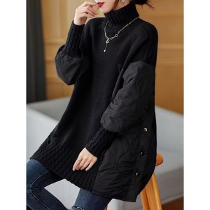 Maglione 2025 da <span class=keywords><strong>donna</strong></span> con scollo alto a due pezzi con cuciture a due pezzi stile europeo che riduce l'età - Product Image 4