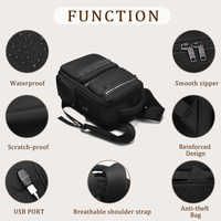 Sac à dos pour ordinateur portable 15,6 pouces, imperméable, antivol, décontracté et professionnel, avec port USB et rangements superposés, idéal pour les voyages, avec sangle de fixation aux bagages - Vente Flash