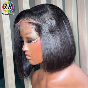 วิกผมบ๊อบตรงแบบไม่ต้องใช้กาว ผมแท้ 13x4 HD Lace Front วิกผมบ๊อบสั้น ถอนขนมาแล้ว เส้นผมธรรมชาติ ผมเวอร์จิ้น สำหรับผู้หญิง - Product Image 2