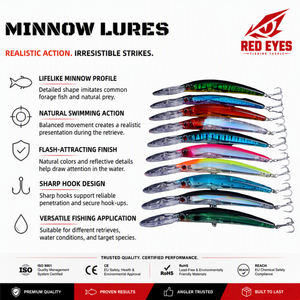 Esca Artificiale Curva a Forma di Minnow, Vibrazione a Lunga Gittata, Affondamento Lento, per Spigola, Pesce Mandarino, Chub, REDEYES MN-12 - Campione Gratuito - Product Image 1