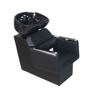 Unidad de Lavacabezas para Salón de Belleza con Lavabo Inclinable de Cerámica Negra y Asiento Ajustable, Cama para Lavado de Cabello - Product Image 6