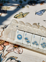 Set Mahjong Amerika Mewah Tiga Lapis Akrilik Desain Seni Botani Retro dengan Joker