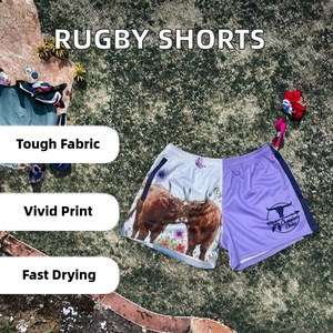 Shorts de rugby unisexes 100% polyester, impression numérique personnalisée, logo, couleur unie, respirant, séchage rapide, cordon de serrage, nom de l'équipe personnalisé - Product Image 2