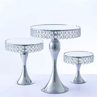 Nieuwe Hoge Cake Stand Spiegel Dienblad Fruitplaat Display Europese Kristallen Cake Set Voor Bruiloft Verjaardagsfeest Decoratie