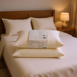 Ensemble de taies d'oreiller en viscose de bambou, taille Queen, 2 pièces, couleur crème, certifié Oeko-Tex, literie pour la maison - Product Image 3