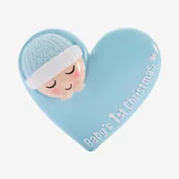 Cadeau personnalisé de Noël : Adorable bébé avec bonnet dans un cœur, ornement de Noël personnalisé pour la famille