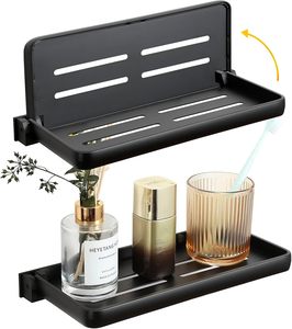 Étagère murale pliante pour salle de bain Petite étagère métallique pliante pour <span class=keywords><strong>buanderie</strong></span> Étagère murale pliante et étanche à 90 ° pour salle de toilette - Product Image 3