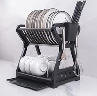 Égouttoir à Vaisselle et Couverts Double Couche Populaire Gloway pour Évier, Rangement de Cuisine en Plastique, Organisateur avec Porte-Ustensiles