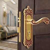 Serrure de porte intérieure en alliage de zinc durable de haute qualité, poignée à levier silencieuse dorée de luxe européenne pour porte en bois