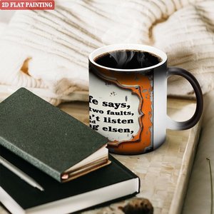 Taza de cerámica negra esmerilada de 11 oz, taza mágica que cambia de color con el calor, para reuniones de amigos y fiestas. - Product Image 3