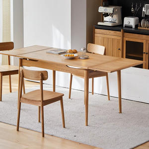 Solid Wood Dining <strong>Table</strong> for Home Use, <strong>Small</strong> Apartment Retractable Dining <strong>Table</strong>, Modern Simple Natural Wood Folding Dining <strong>Table</strong> - Product Image 1