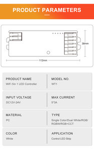 Wt1 Wifi 5 Trong 1 <span class=keywords><strong>LED</strong></span> Strip Điều Khiển Với Tuya Ứng Dụng Điều Khiển Đầy Màu Sắc Đa-Chế Độ Âm Nhạc Chức Năng Cho Lễ Hội/Đảng Ánh Sáng Hiển thị - Product Image 6