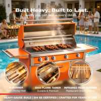 Barbecue à gaz de luxe en forme de H, brûleur orange, en acier inoxydable 304, 99 000 BTU, pour cuisine extérieure de jardin – Stock USA