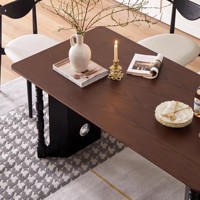 Table à manger rectangulaire de luxe avec base géométrique découpée unique, meuble en bois de frêne massif durable pour restaurant