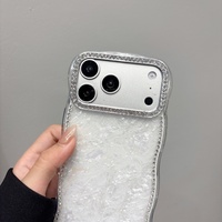 Coque de téléphone antichoc à motif coquille, paillettes et diamants ondulés pour iPhone 17 16 15 14 13 Pro Max 14 15 Plus avec coussin d'air