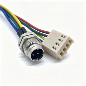 Kabel Harness Sinyal Inti 2 3 4 5 6 dengan Konektor M12 3 Pin Panel Mount Tahan Air Tipe Male ke Konektor 2510 4 Pin Tipe Male - Product Image 1