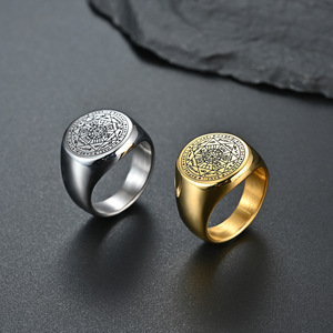 Anillo de Dedo Unisex de Acero Inoxidable Vintage con Estrella Misteriosa de Siete Puntas de Quake E-commerce Wholesale para Hombre <span class=keywords><strong>y</strong></span> Mujer - Product Image 1