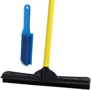 Escoba Telescópica Ecológica con Cepillo de Goma para Eliminar Pelo de Mascotas, Limpiador de Polvo para Pisos y Alfombras, 7 Colores - Product Image 1
