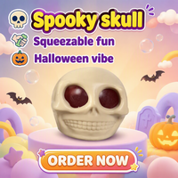Jouet anti-stress Halloween en forme de crâne d'insecte aquatique, souple, à rebond lent, pour soulager le stress et la pression, pour enfants de 5 à 7 ans, vente en gros, produit éducatif très populaire