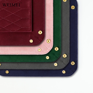WEIMEI Custom Logo Luxury Velvet Foldable Snap Tray Wholesale Diamond Quilted Counter <b>Ring</b> Earring Jewelry Display Tray - Product Image 2